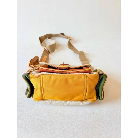 Vintage PRADA Multi‑Pocket Camel Leather & Canvas Shoulder Bag – Grade A‑ - Picture 5 of 6